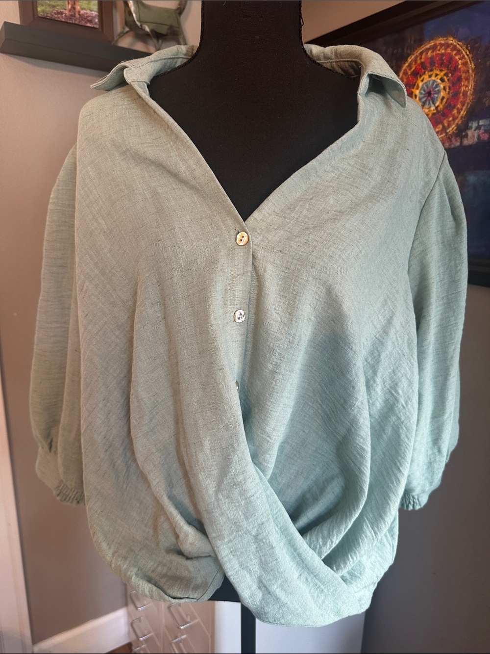 Status sage green blouse, NWT, XL